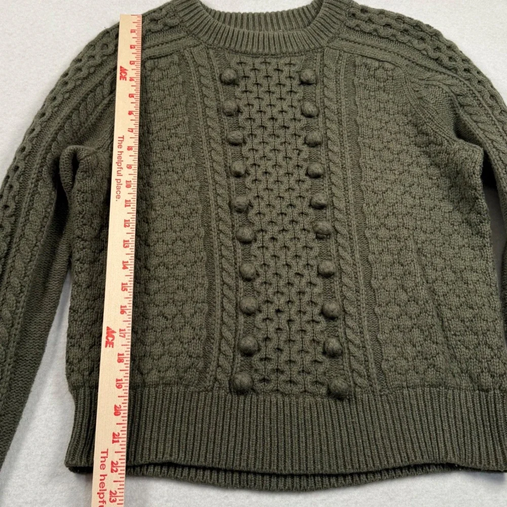 J Crew Popcorn Cable Knit Sweater Womens Medium Green Bobble Wool Blend K5311